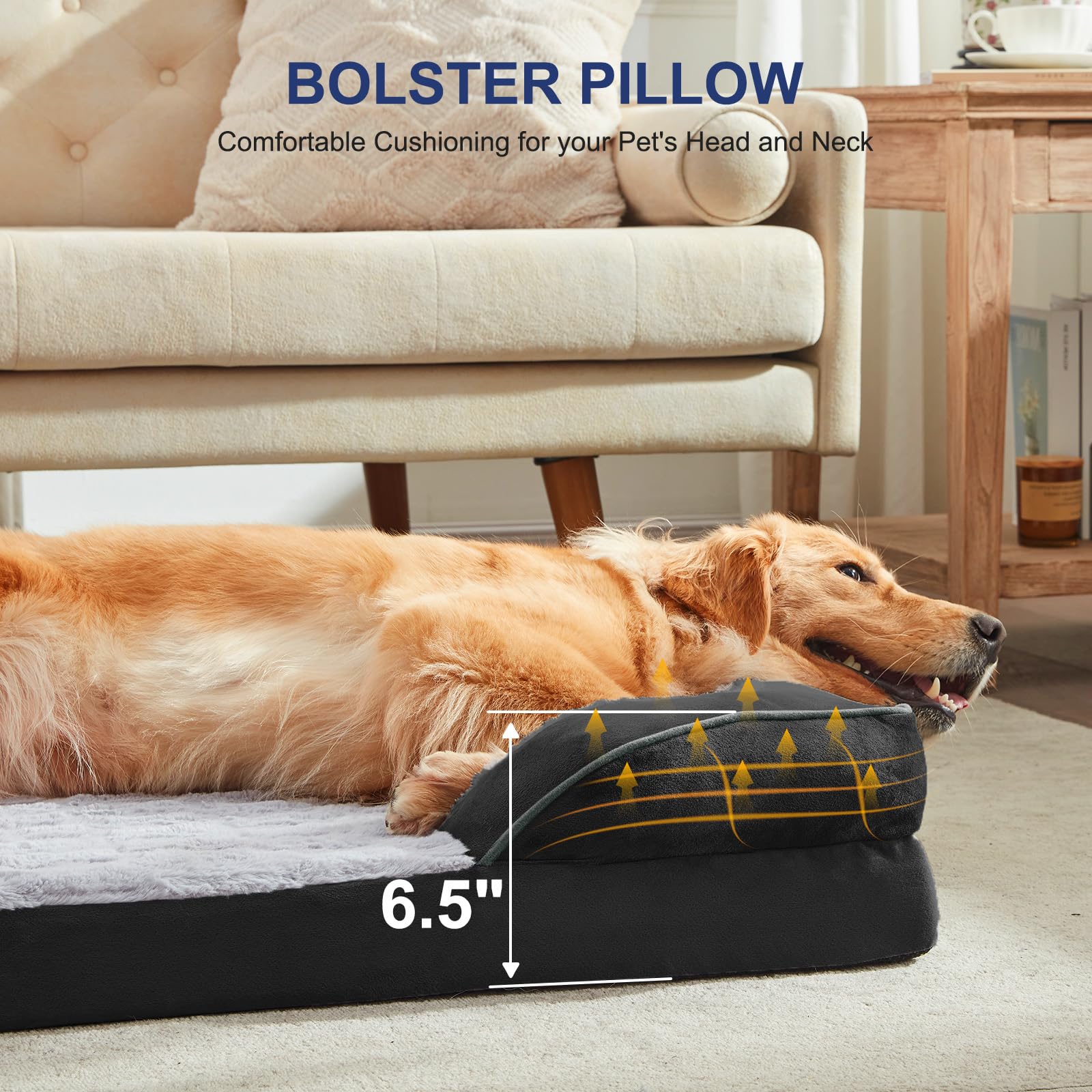 Furtime Orthopedic Dog Bed For Extra Large Dogs - Xl Washable Dog Sofa Bed Large, Supportive Foam Pet Couch Bed With Removable W